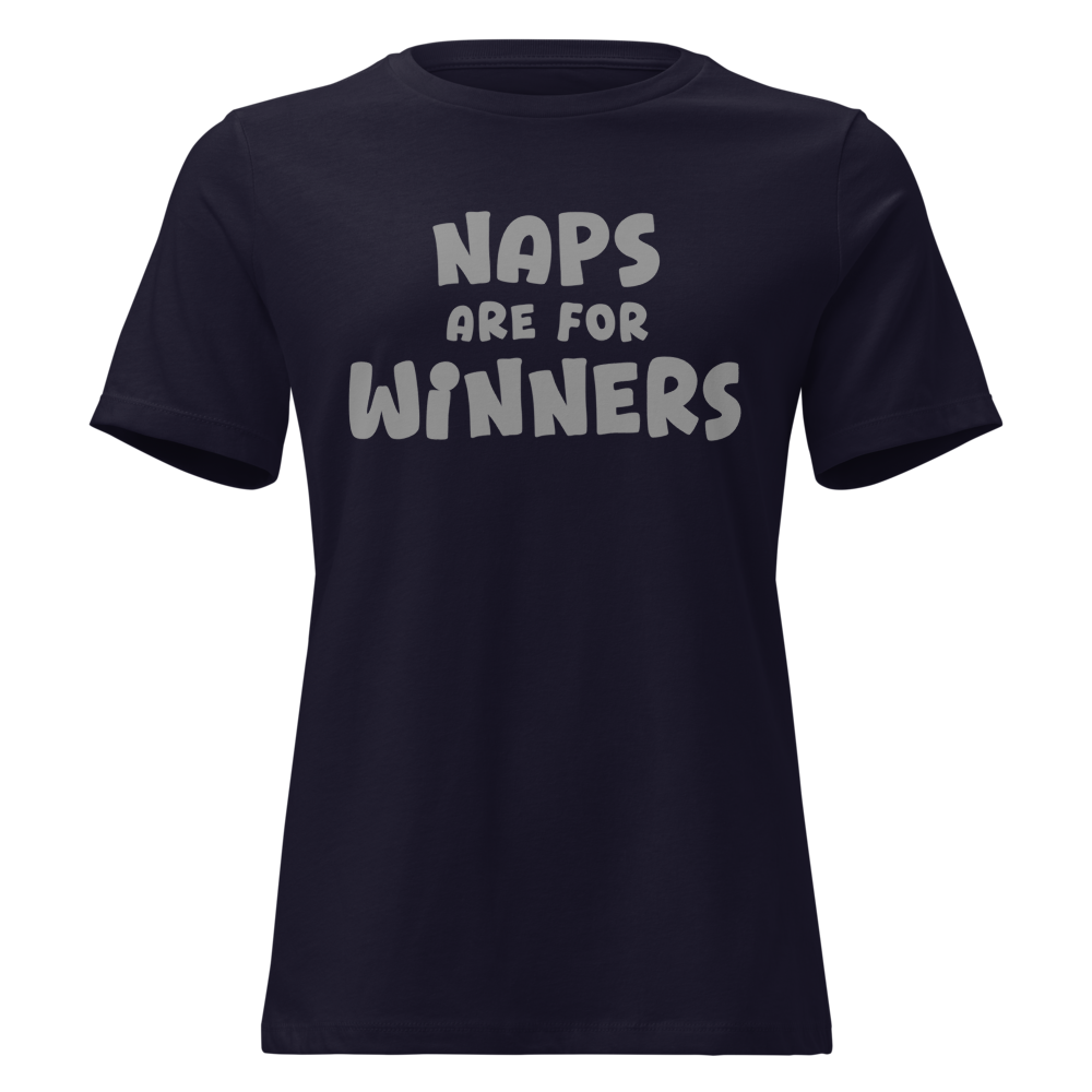 "Naps Are For Winners" printed on a navy on an invisible / simulated body