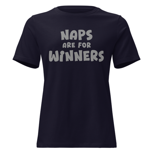 "Naps Are For Winners" printed on a navy on an invisible / simulated body