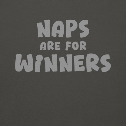 "Naps Are For Winners" printed on a vintage black background
