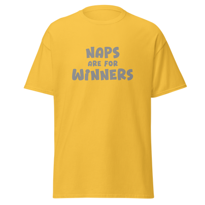 "Naps Are For Winners" printed on a daisy on an invisible body