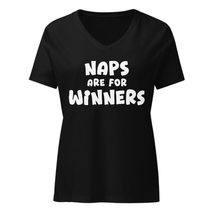 "Naps Are For Winners" printed on a solid black blend on an invisible / simulated body