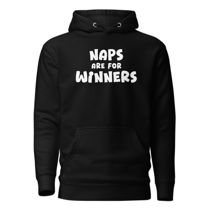 "Naps Are For Winners" printed on a black on an invisible / simulated body