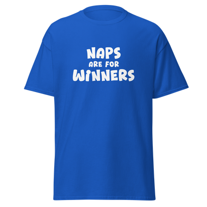 "Naps Are For Winners" printed on a royal on an invisible body