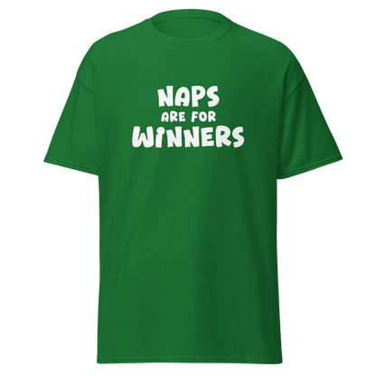"Naps Are For Winners" printed on a turf green on an invisible body