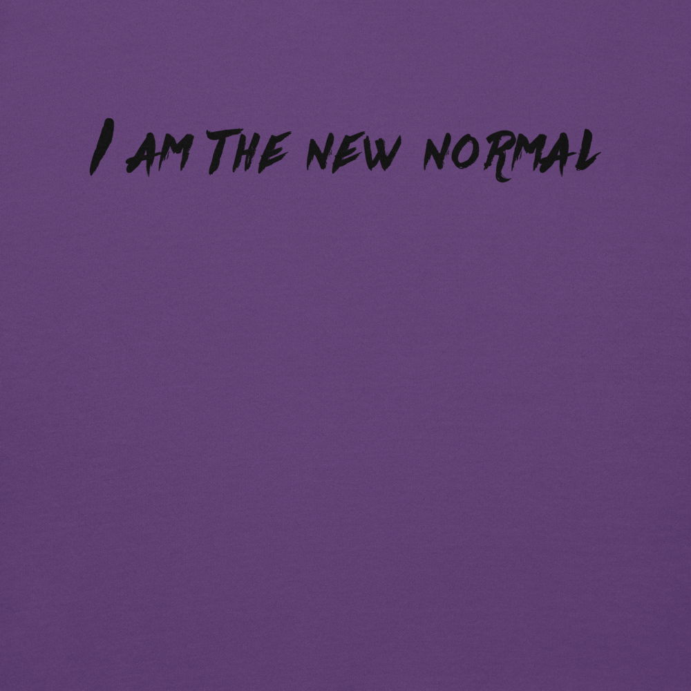 "I am the new normal" printed on a purple background
