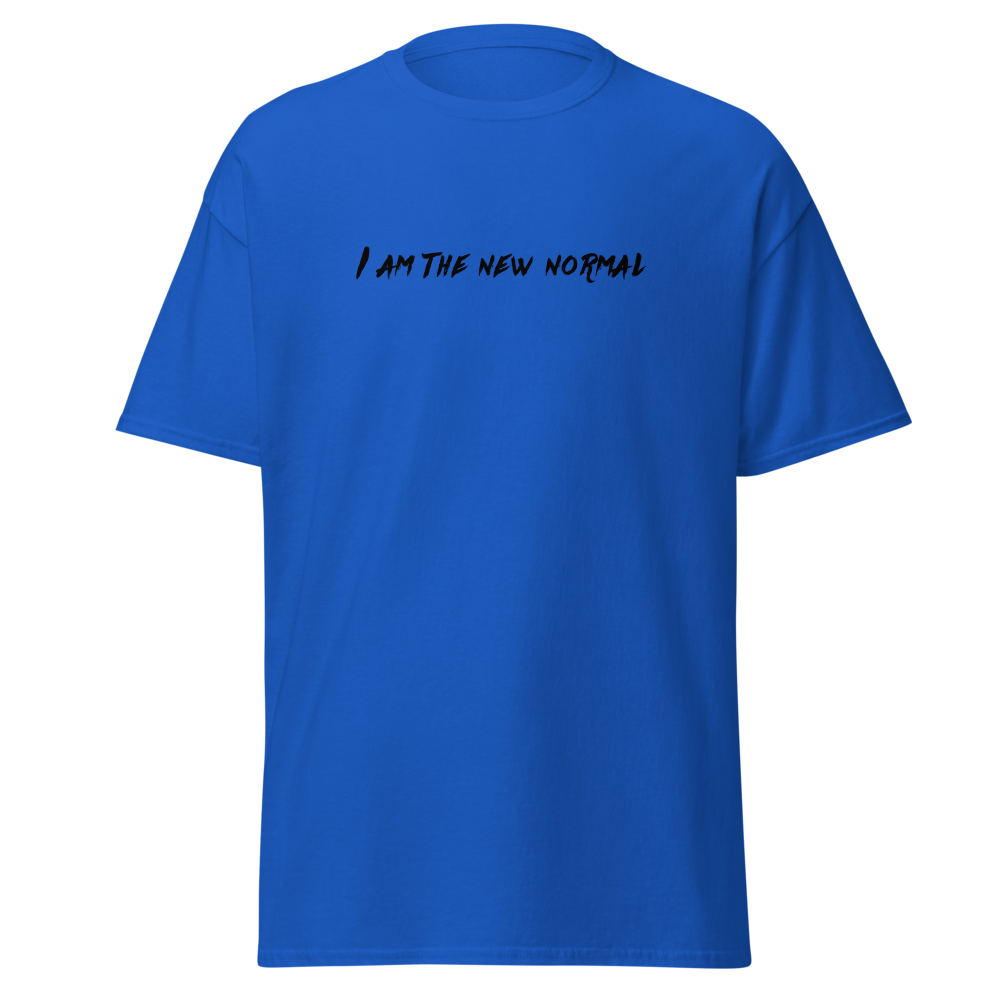 "I am the new normal" printed on a royal on an invisible body
