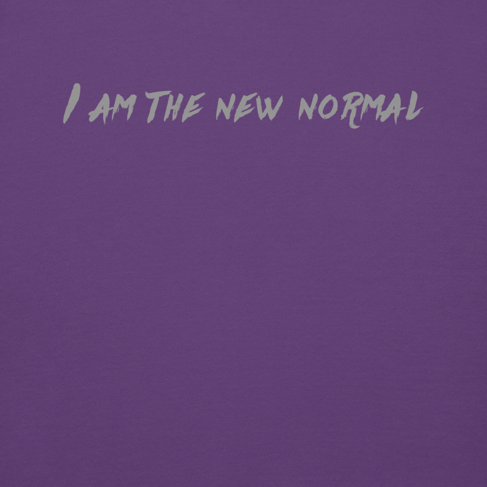 "I am the new normal" printed on a purple background