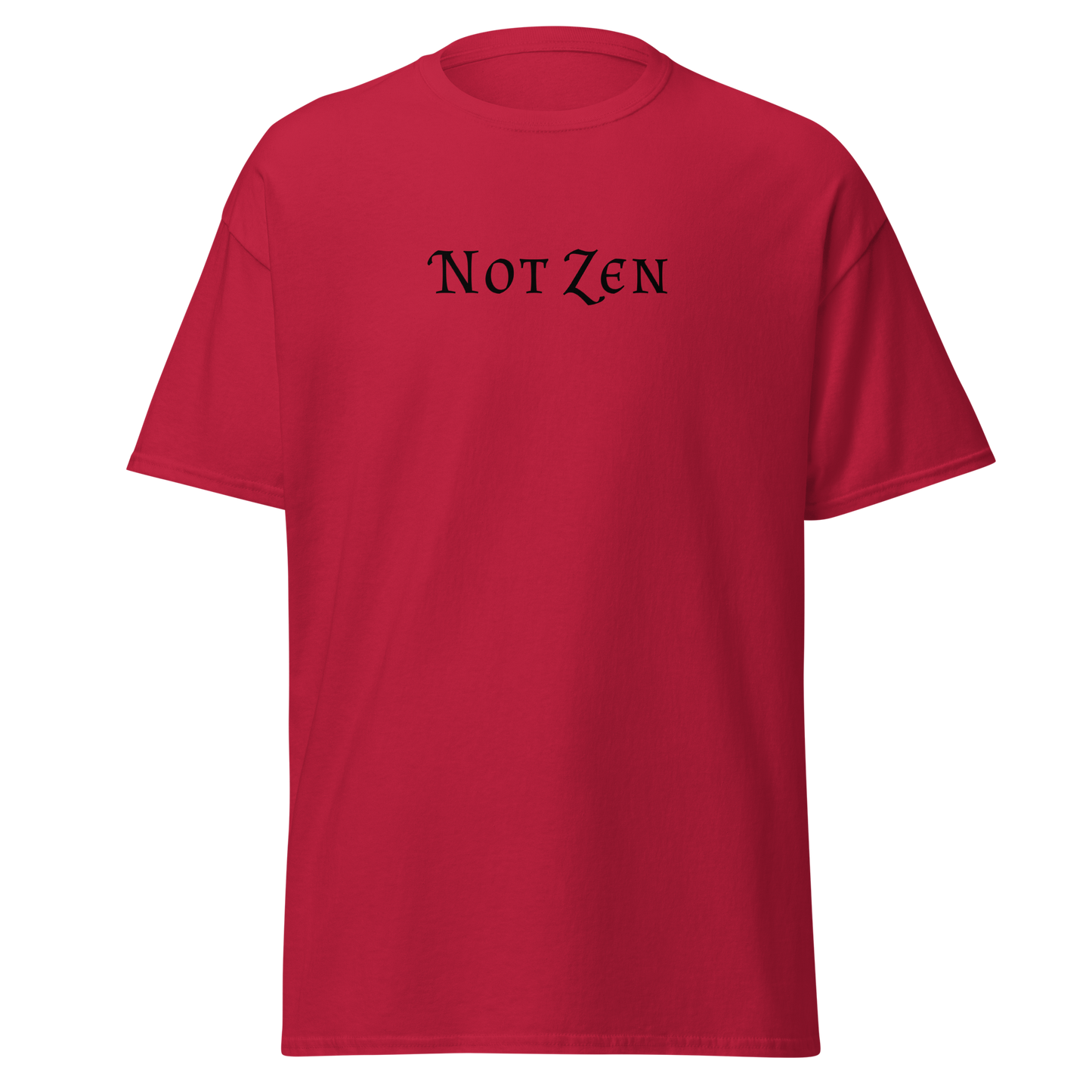 "Not zen" printed on a cardinal on an invisible body