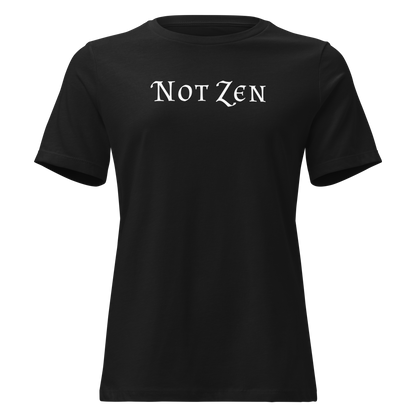 "Not zen" printed on a black on an invisible / simulated body