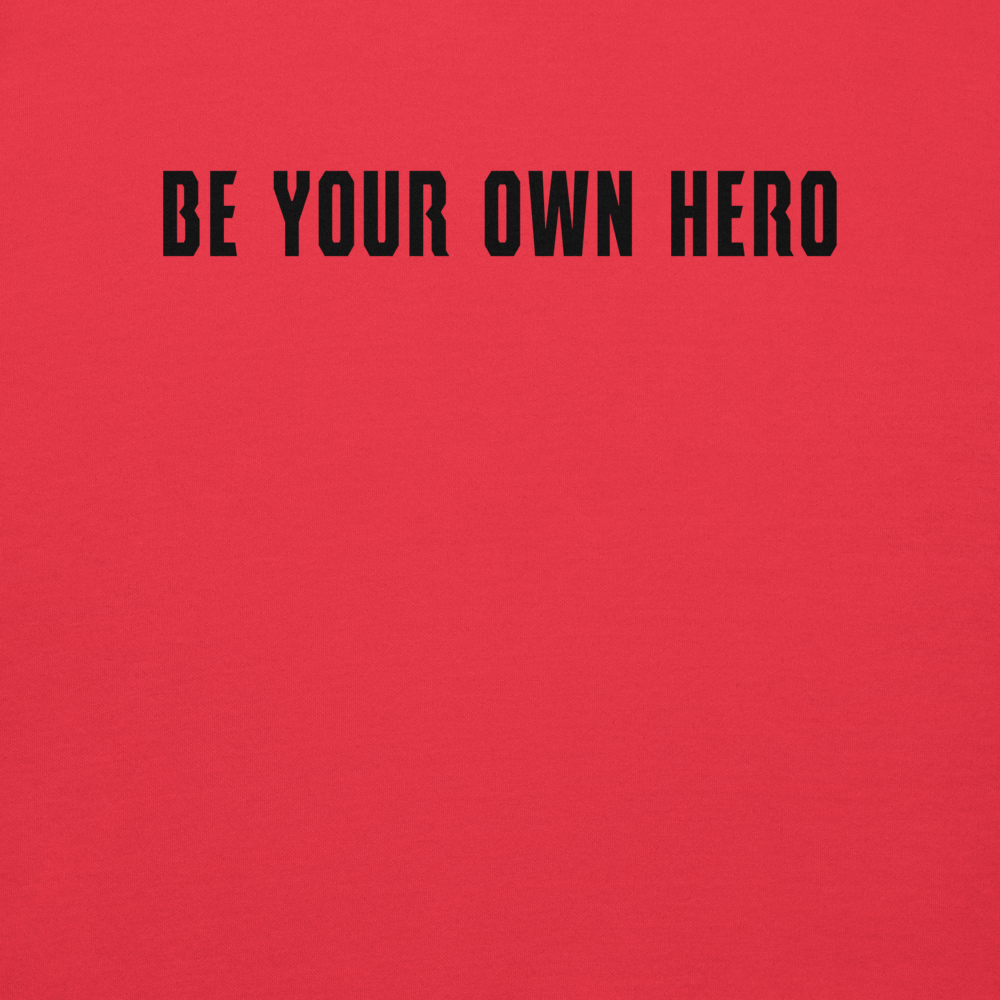 "Be your own here" printed on a team red background