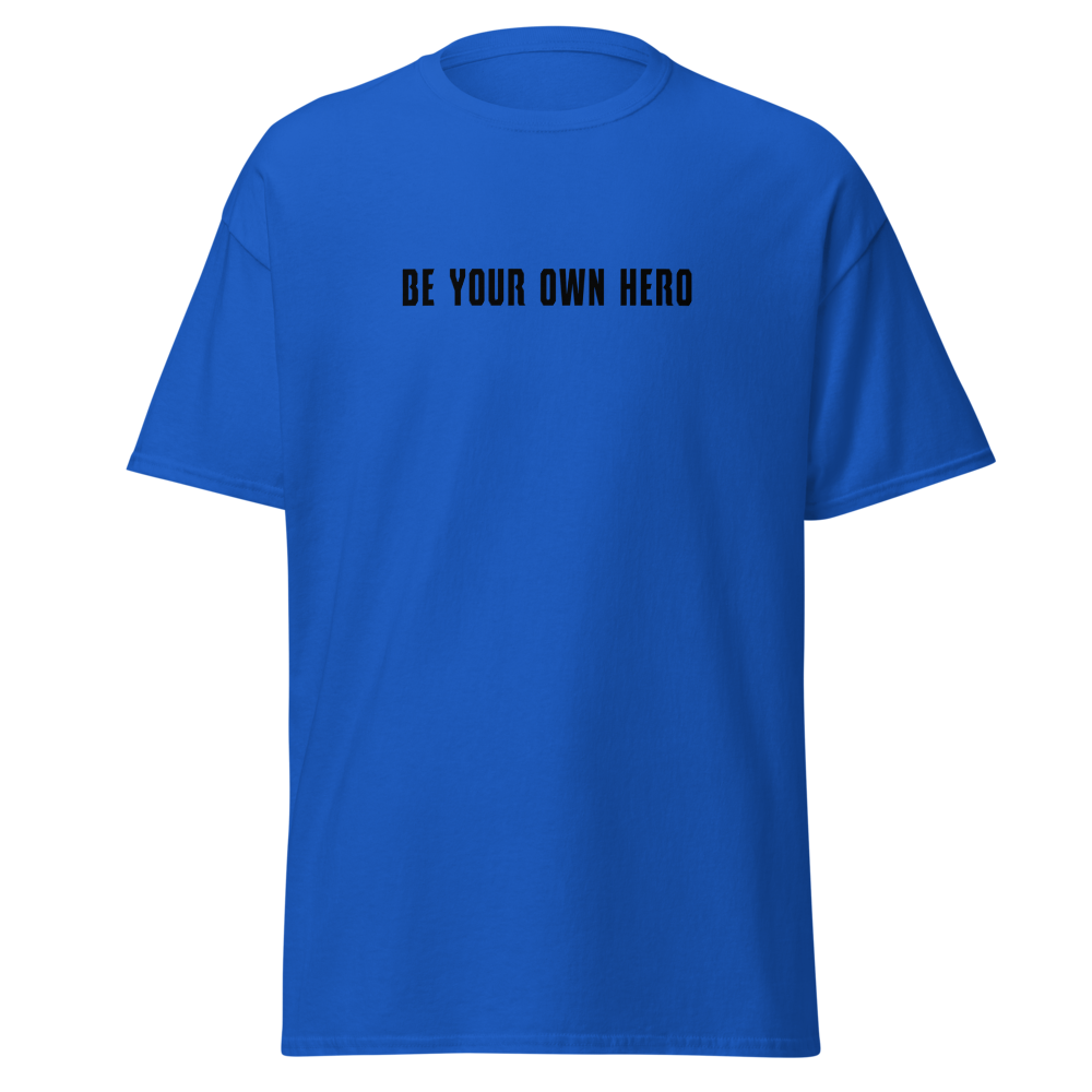 "Be your own here" printed on a royal on an invisible body
