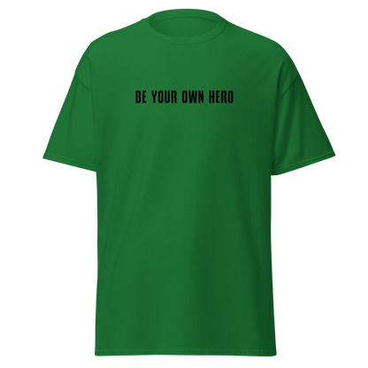 "Be your own here" printed on a turf green on an invisible body