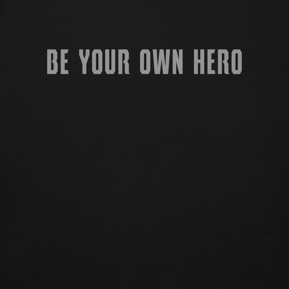 "Be your own here" printed on a black background
