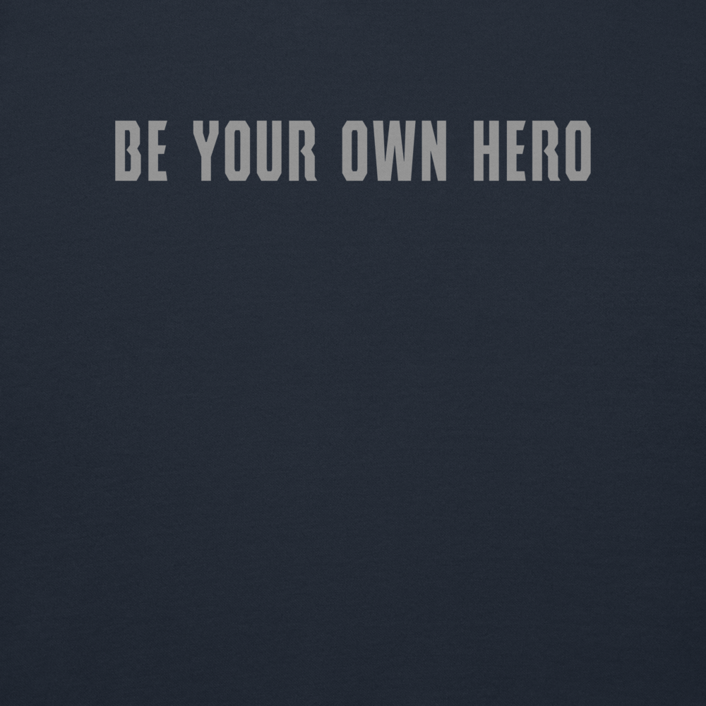 "Be your own here" printed on a navy blazer background