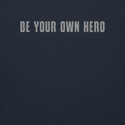 "Be your own here" printed on a navy blazer background