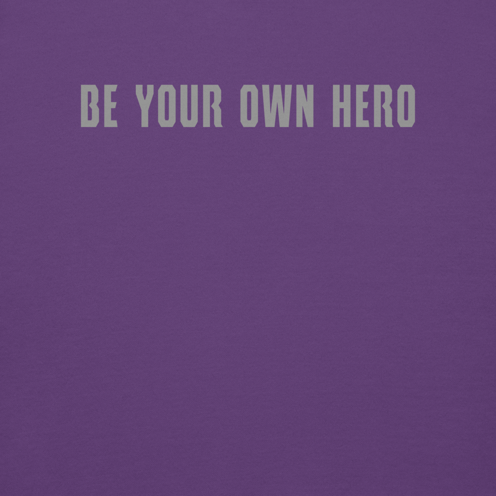 "Be your own here" printed on a purple background
