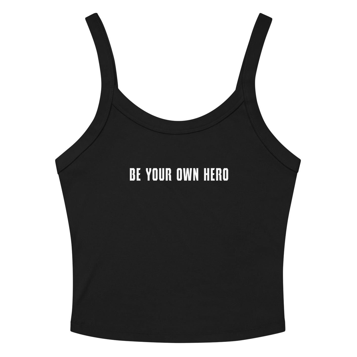 "Be your own here" printed on a solid black blend tbd