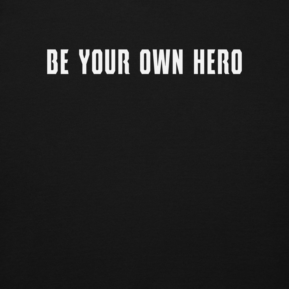 "Be your own here" printed on a black background