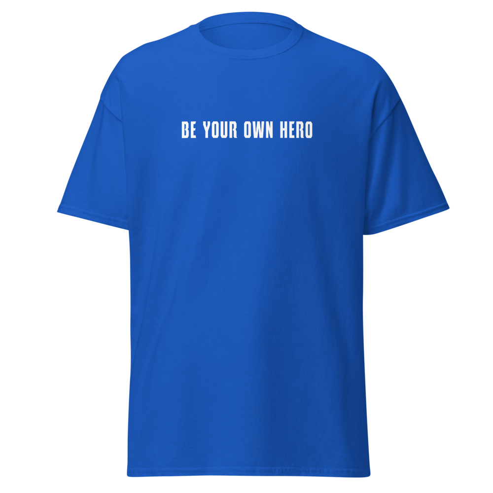 "Be your own here" printed on a royal on an invisible body