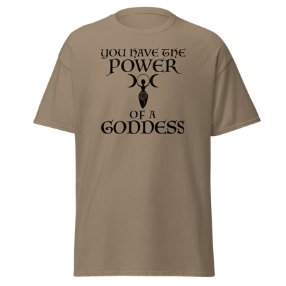 "You have the power of a goddess" printed on a brown savana on an invisible body