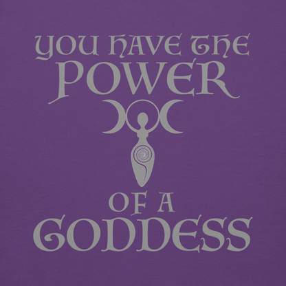 "You have the power of a goddess" printed on a purple background