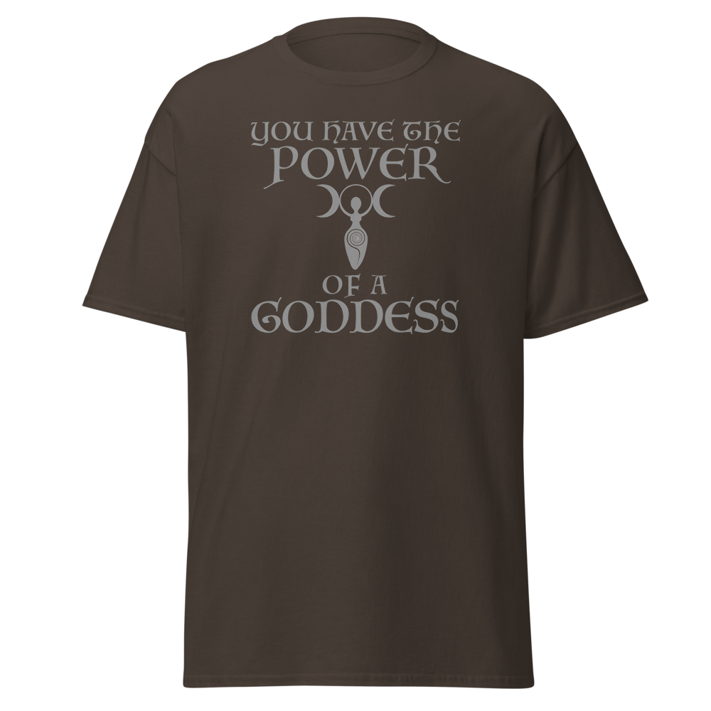 "You have the power of a goddess" printed on a dark chocolate on an invisible body