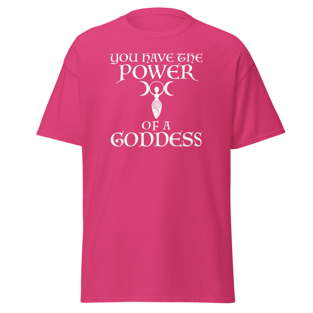 "You have the power of a goddess" printed on a heliconia on an invisible body