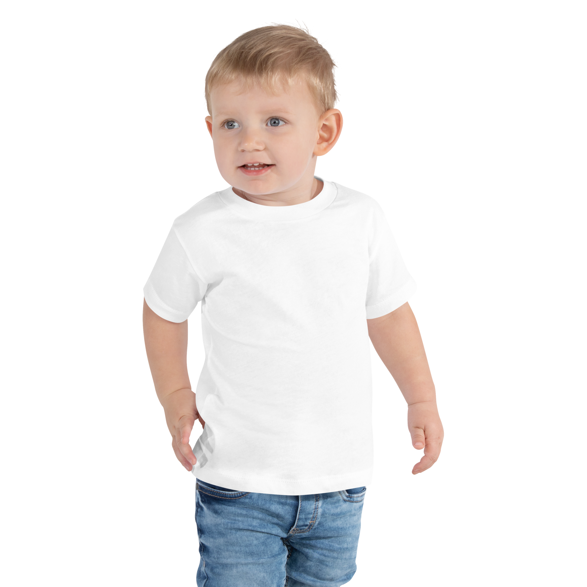 "I'd rather be standing next to my own personal abyss" printed on a white toddler short sleeve tee worn by a male