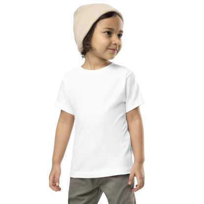 "I'd rather be standing next to my own personal abyss" printed on a white toddler short sleeve tee worn by a male wearing a cap