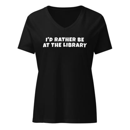 "I’d rather be at the library" printed on a solid black blend on an invisible / simulated body