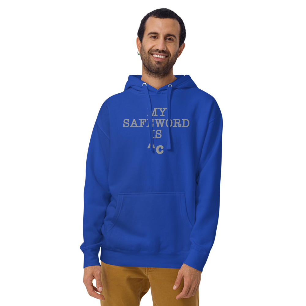 "My Safe Word Is ^C" printed on a team royal warn by a male