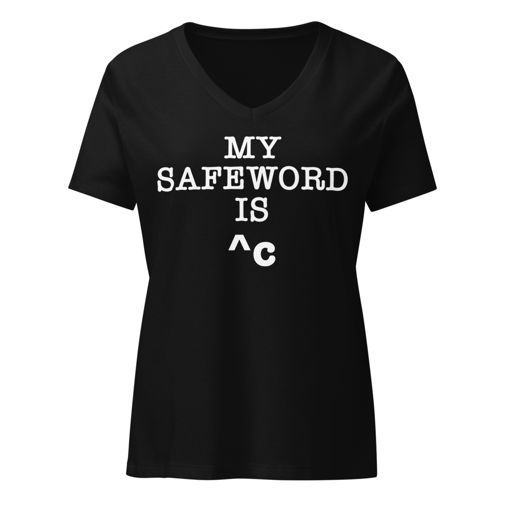 "My Safe Word Is ^C" printed on a solid black blend on an invisible / simulated body