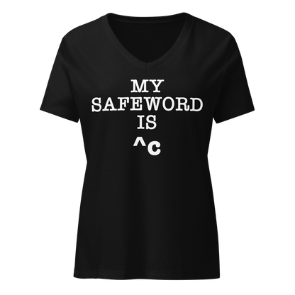 "My Safe Word Is ^C" printed on a solid black blend on an invisible / simulated body