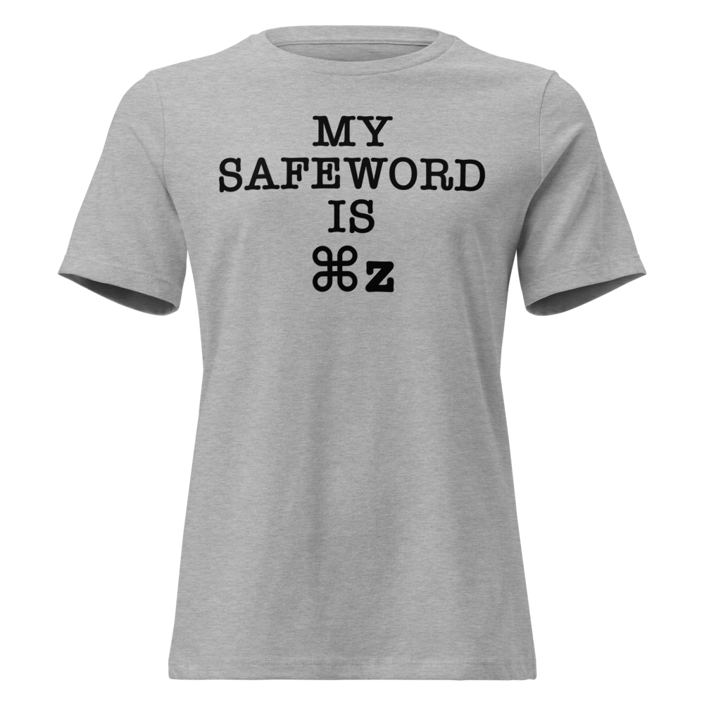 "My Safe Word Is ⌘Z" printed on a athletic heather on an invisible / simulated body