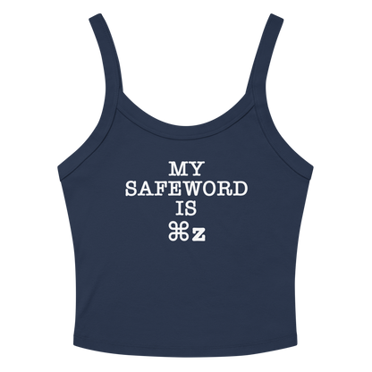 "My Safe Word Is ⌘Z" printed on a solid navy blend tbd