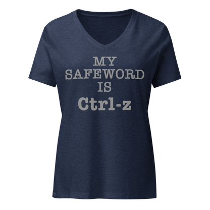 "My Safe Word Is Ctrl-Z" printed on a heather navy on an invisible / simulated body