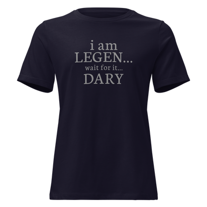 "I Am Legen... Wait For It... Dary" printed on a navy on an invisible / simulated body