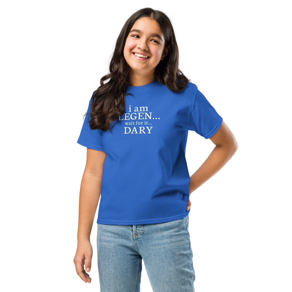 "I Am Legen... Wait For It... Dary" printed on a royal youth classic tee worn by a female