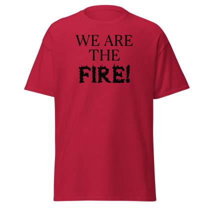 "We are the fire!" printed on a cardinal on an invisible body