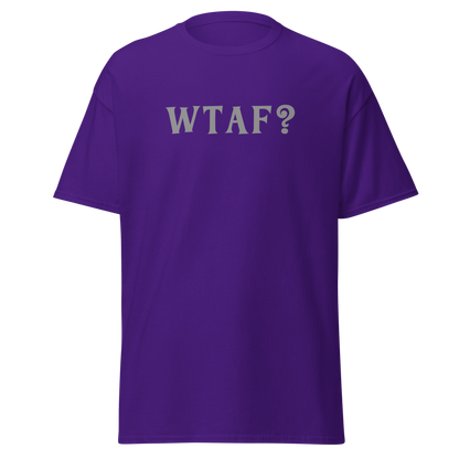 "WTAF?" printed on a purple on an invisible body