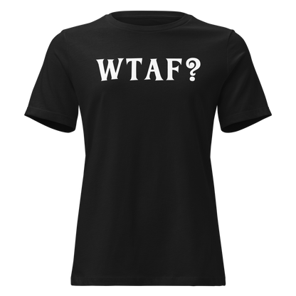 "WTAF?" printed on a black on an invisible / simulated body