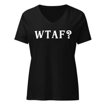 "WTAF?" printed on a solid black blend on an invisible / simulated body