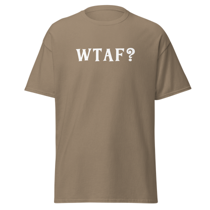 "WTAF?" printed on a brown savana on an invisible body