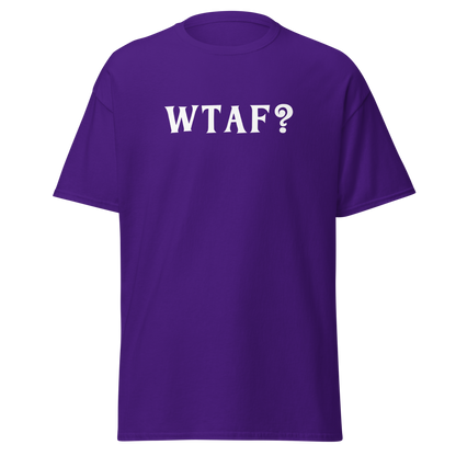 "WTAF?" printed on a purple on an invisible body