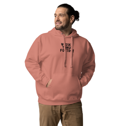 "Whisky Tango Foxtrot (What the f#ck)" printed on a dusty rose unisex hoodie worn by a male