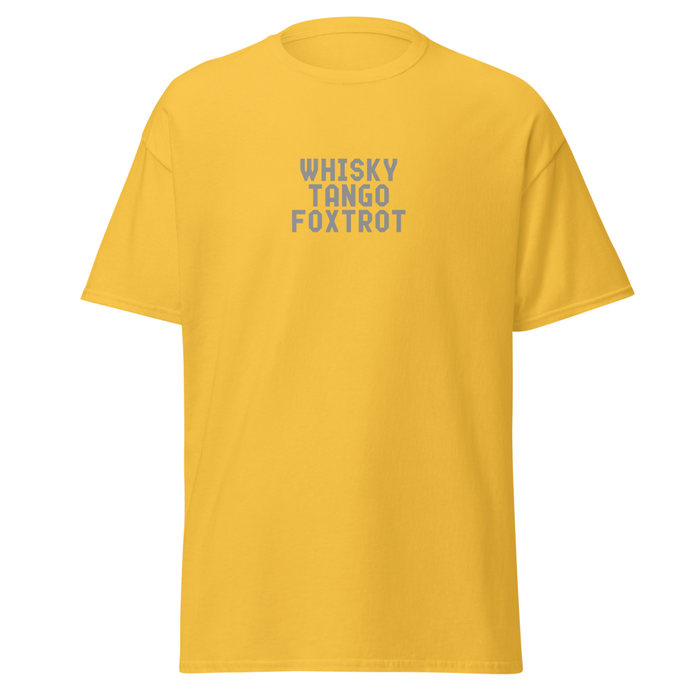 "Whisky Tango Foxtrot (What the f#ck)" printed on a daisy on an invisible body