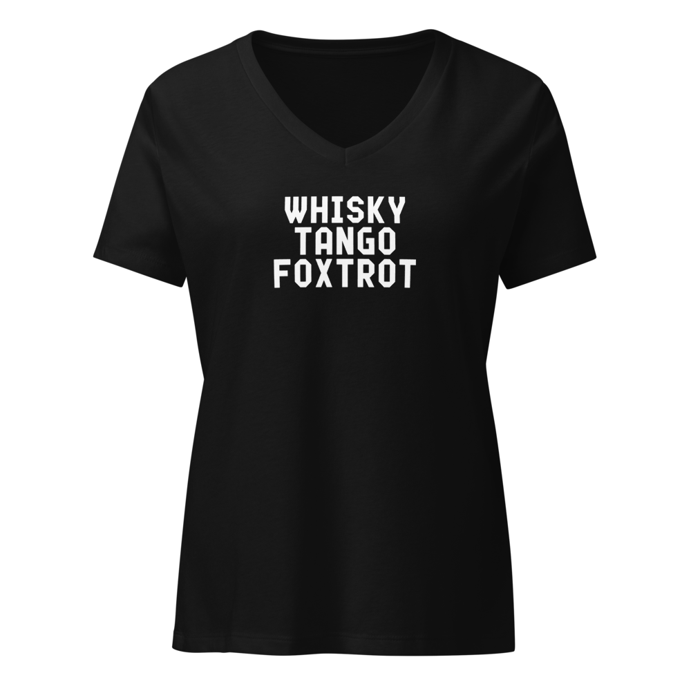 "Whisky Tango Foxtrot (What the f#ck)" printed on a solid black blend on an invisible / simulated body