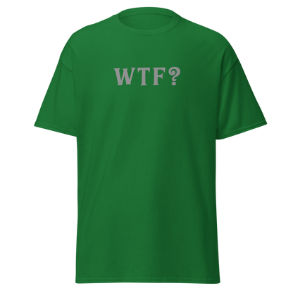 "WTF? (What the f#ck?)" printed on a turf green on an invisible body