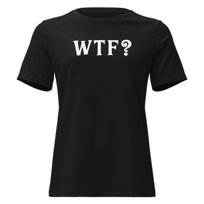 "WTF? (What the f#ck?)" printed on a black on an invisible / simulated body