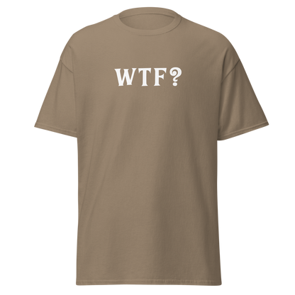 "WTF? (What the f#ck?)" printed on a brown savana on an invisible body